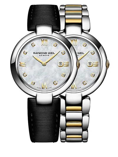 Raymond Weil Shine Diamonds, Gold Pvd Plated Stainless Steel Watch And Interchangeable Straps Set