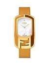 FENDI CHAMELEON GOLDTONE STAINLESS STEEL, MOTHER-OF-PEARL & DIAMOND LEATHER-STRAP WATCH,0400011887143