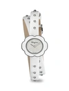 FERRAGAMO FIORE 3-HAND STAINLESS STEEL & STUDDED LEATHER-STRAP WATCH,0400012335043