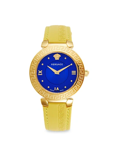 Versace Goldtone Stainless Steel & Leather-strap Watch