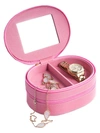 Bey-berk Lizard Leather 2-level Jewelry Case In Pink
