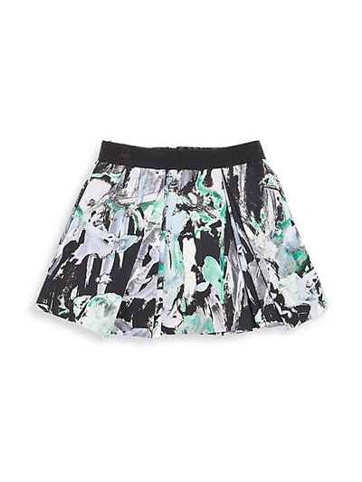 Milly Minis Kids' Little Girl's Floral-print Zipper Skirt In Black Multicolor