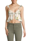 CHARLIE HOLIDAY CAPRI LEMON PRINT CROPPED TOP,0400099301825