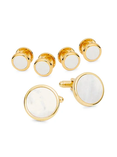 Saks Fifth Avenue 3-pair Goldtone & Mother-of-pearl Cufflinks