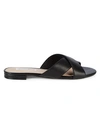Saks Fifth Avenue Tortuga Criss-cross Leather Slides In Black