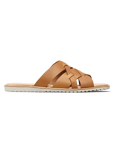 Sorel Ella Crisscross Slides In Camel Brown