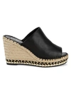 Karl Lagerfeld Carina Leather Platform Espadrille Wedges In Black Nappa Leather