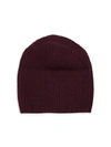 Portolano Cashmere Ribbed Beanie In Black Currant