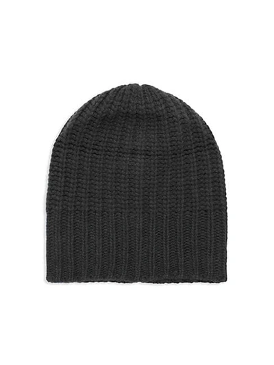 Portolano Men's Ribbed Cashmere Beanie In Heather Charcoal