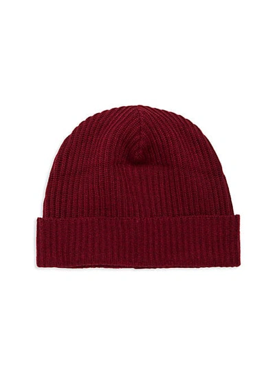 Portolano Men's Ribbed Merino Wool Beanie In Red