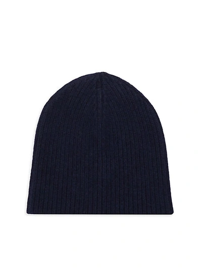 Portolano Men's Ribbed Cashmere Beanie In Dark Blue