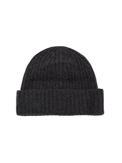 Portolano Men's Ribbed Cashmere Beanie In Heather Charcoal