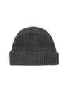 Portolano Ribbed Cashmere Beanie In Dark Heather Grey