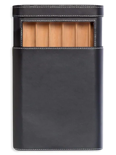 Bey-berk 5-cigar Leather Case In Black