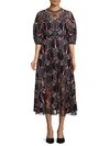 VALENTINO EMBROIDERED HEART COTTON-BLEND DRESS,0400012383093