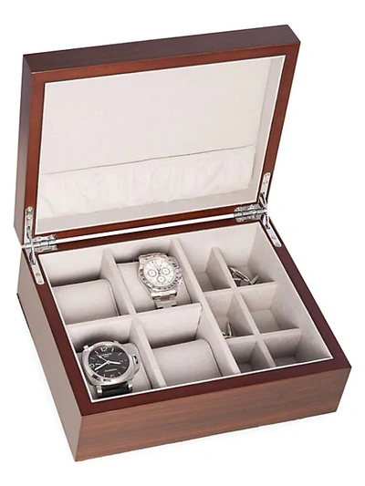 Bey-berk Matte Walnut Wood Watch & Cufflink Storage Box In Brown
