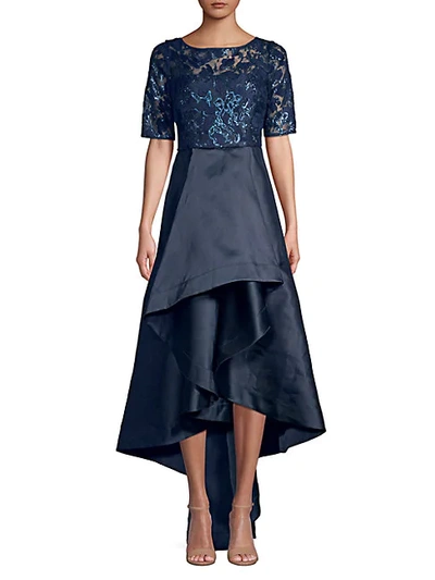 Adrianna Papell Sequin Lace Dress In Midnight