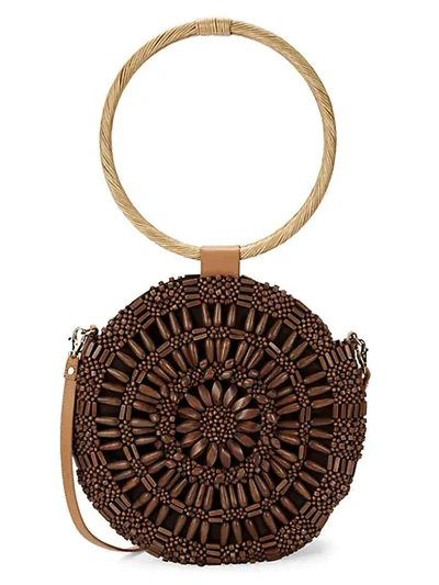 Aranaz Etienne Wicker Circle Top Handle Bag In Brown