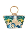 ARANAZ EMBROIDERED STRAW TOP HANDLE BAG,0400010633317