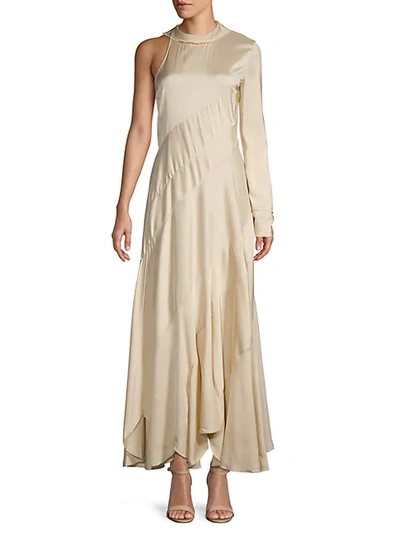 Chloé Silk-blend Single Long-sleeve Dress In Camel