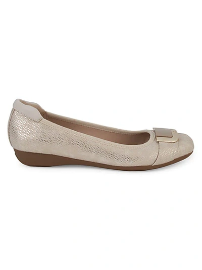 Anne Klein Ubeth Buckled Flats In Taupe