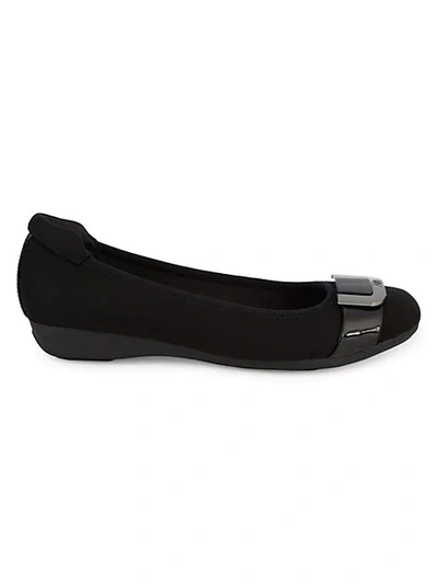 Anne Klein Ubeth Buckled Flats In Black