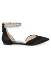 BADGLEY MISCHKA EDGE EMBELLISHED SATIN D'ORSAY FLATS,0400011276547