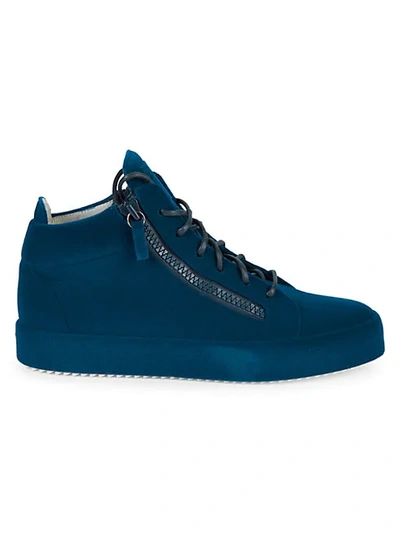 Giuseppe Zanotti Velvet Spray High-top Sneakers In Elektrikos