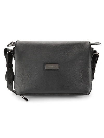 Valentino By Mario Valentino Men's Omer Pebbled-leather Messenger Bag In Black