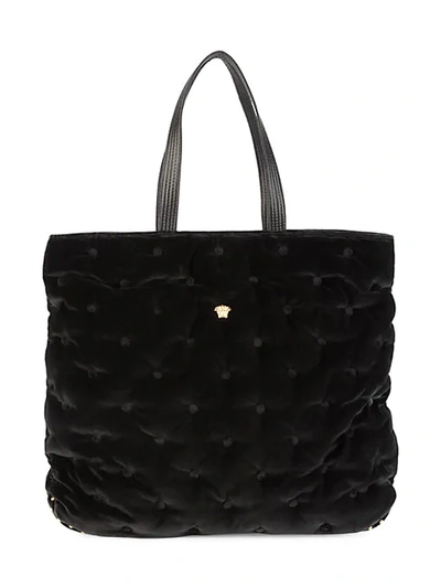 Versace Velvet Effect Tote In Black