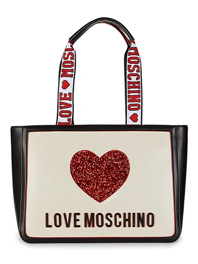 Love Moschino Sequin Heart Tote In Nero