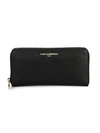 Karl Lagerfeld Women's Zip-around Continental Leather Wallet In Black Gold