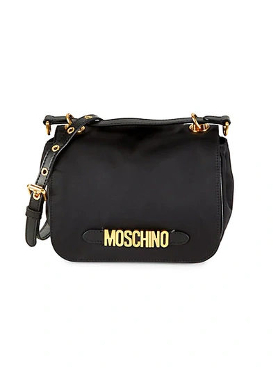 Moschino Logo Messenger Crossbody Bag In Black