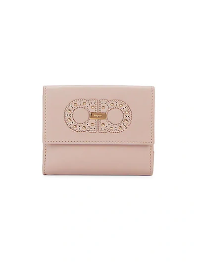 Ferragamo Leather Snap-flap Wallet In Pink