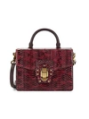 DOLCE & GABBANA LUCIA SNAKESKIN LEATHER BOX TOP HANDLE BAG,0400012333117