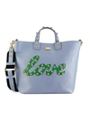 DOLCE & GABBANA STUDDED LOVE PATCH LEATHER TOTE,0400012332680
