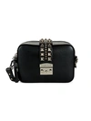 Valentino By Mario Valentino Lila Studded Leather Crossbody Bag In Black