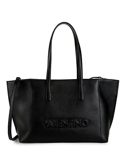 Valentino By Mario Valentino Caroline Pebbled Leather Tote In Black