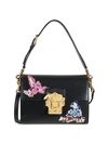 DOLCE & GABBANA BIRD APPLIQU&EACUTE; LEATHER SHOULDER BAG,0400012332728