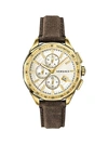 VERSACE GLAZE STAINLESS STEEL IP GOLD LEATHER STRAP WATCH,0400011862180