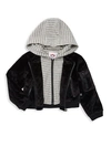 APPAMAN LITTLE GIRL'S & GIRL'S PHOEBE HOODED VELVET MOTO JACKET,0400099821640