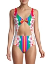 ALL THINGS MOCHI MILA STRIPED CROSSOVER ONE-PIECE SWIMSUIT,0400011899511