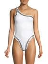 Norma Kamali Studded One-shoulder One-piece Swimsuit In White