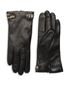 PORTOLANO DYED CALF HAIR-TRIMMED LEATHER GLOVES,0400099174007