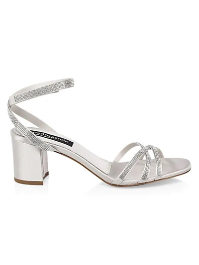 Pedro Garcia Xafira Satin Ankle Strap Sandals In Bisque