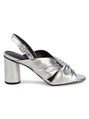 REBECCA MINKOFF AGATA METALLIC-LEATHER KNOT SLINGBACK SANDALS,0400012167982