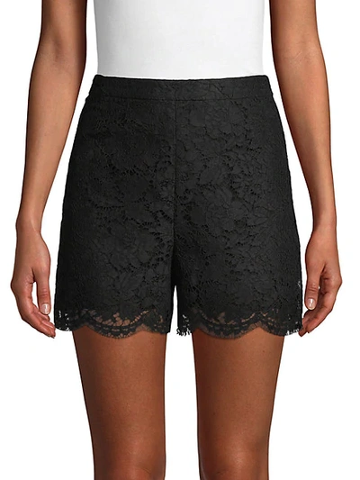 Valentino Lace Cotton Blend Shorts In Grey