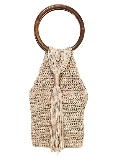 All Things Mochi Kai Crochet Top Handle Bag In Beige