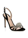 Giuseppe Zanotti Ornament Crystal Suede Slingback Sandals In Red