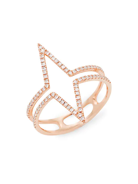 Saks Fifth Avenue 14k Rose Gold & Diamond Ring | ModeSens
